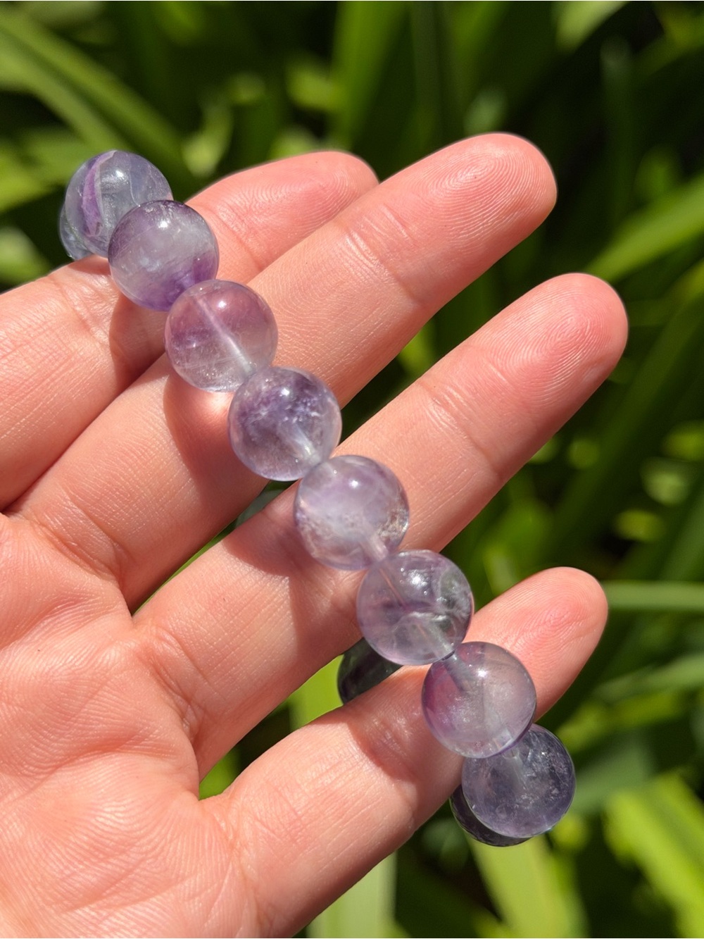 12mm stretchable banded purple fluorite bracelet 1585 - Picture 3 of 9